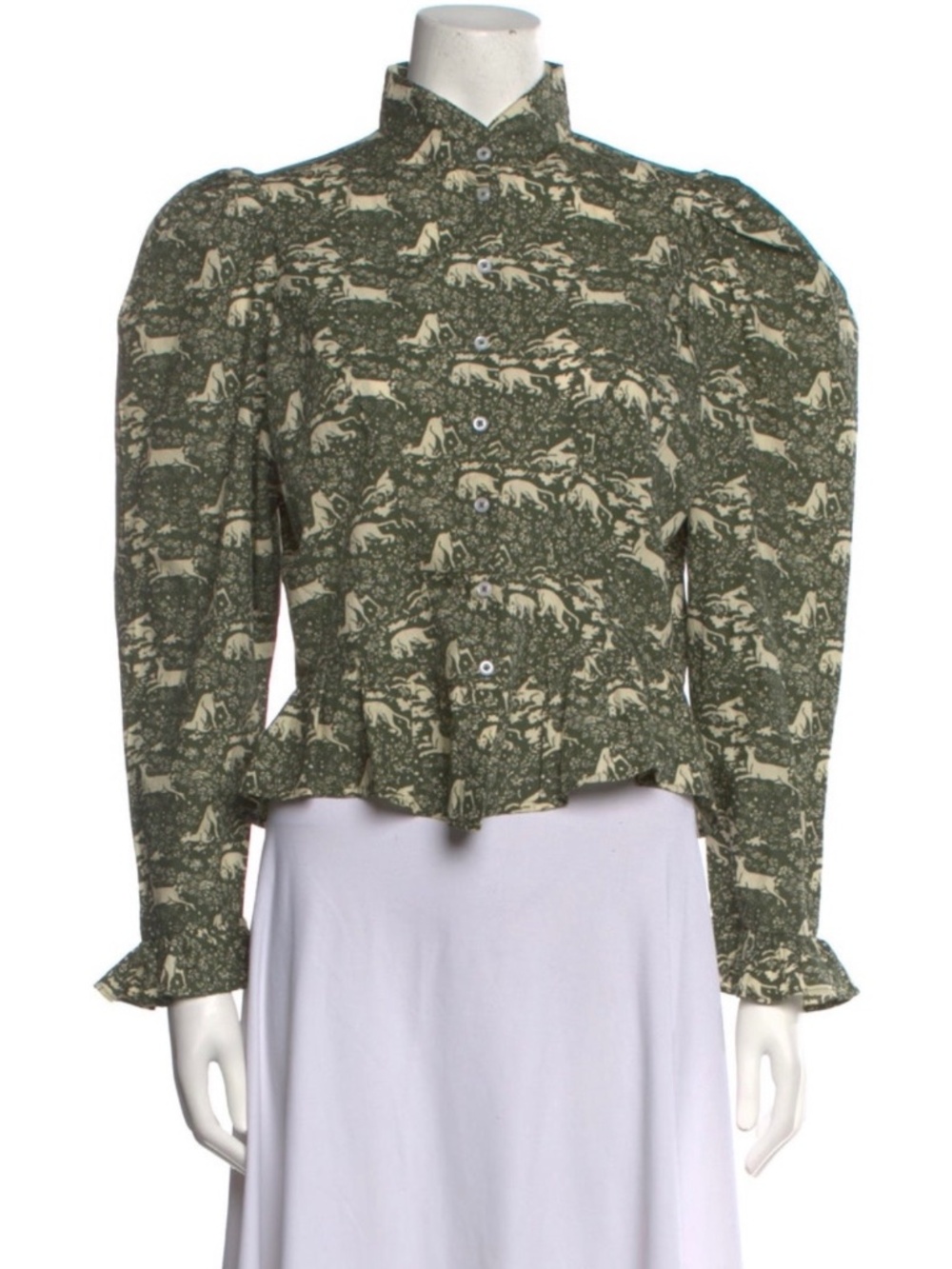 Batsheva X Laura Ashley Puff Sleeve Peplum Blouse Size 10